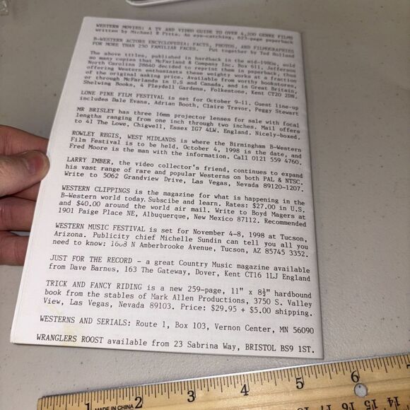 Vintage Issue 106 Wranglers Roost B Western Movie Magazine - Roy Rogers Death - Picture 3 of 7